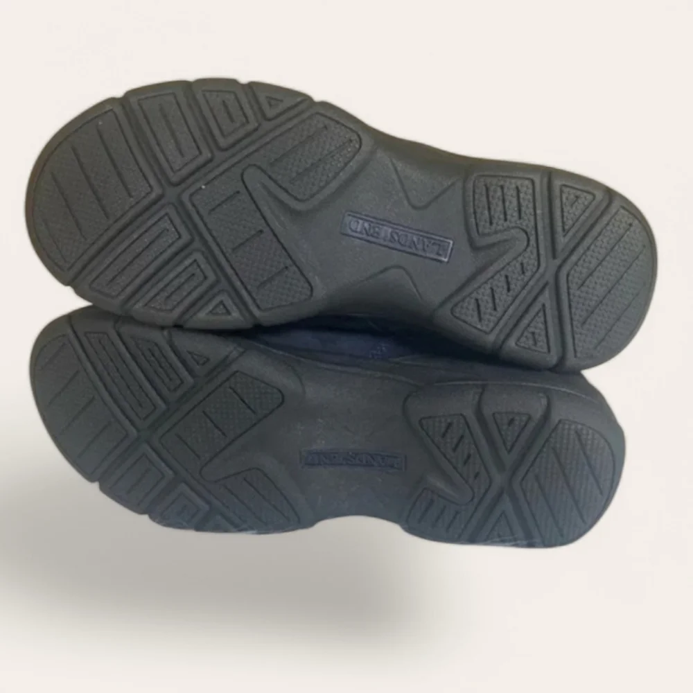 Lands' End Quilted Mid-Calf Suede Winter Rain Boots in Navy Blue Size 6